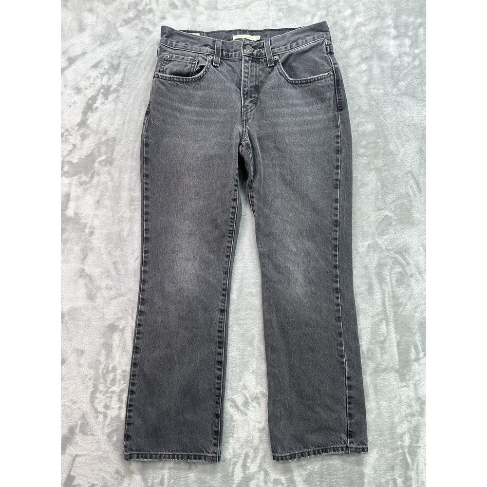 Levis Middy Ankle Bootcut Premium Big E Jeans Womens Sz 27 Black Western Cowgirl